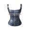 Plus Size Sexy Lingerie Spiral Steel Boned PU Faux Leather Steampunk Waist Trainer Corset Bustier