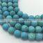 2.0mm Large Hole Hot Selling Round Matte Blue Turqoise Gemstone Loose Beads Approximate 15.5 Inch