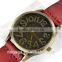 Vintage Women's Bronze Round Dial Leather Band Quartz Wrist Watch