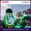 55mm Plato PVC fireproof inflatable Skyscraper water slides with blue crush 2 lane run