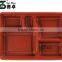 900ml 5 compartment red black disposable plastic take away box