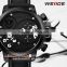 2014 WEIDE Top Luxury Brand Analog Date Stopwatch Leather Strap Watches Dual Time Men Quartz Sports Watch Water resistant 5 ATM