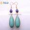 Pairs Vintage Gold Plated Simple Party Gift Earring Women Green Water Drop Shaped Dangle Earring