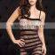 Black See Through Striped Fishnet Mini Slim Chemise Dress PW-LC21225