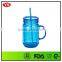 bpa free plastic double wall mason jar 18 oz with handle