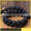 China factory flat black lava rock beads 6-10mm with hole for bracelets necklace (KB-003)