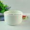wholesale white porcelain soup bowl with handle for hotel restaurant ceramic bowl round porcelain ceramic rice bowl