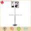 Adjustable height tilting metal poster display stand with snap frame
