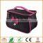 Women Dots Printed Fuchsia Bowknot Decor Zipper Cosmetic Bag Pouch Black