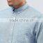 Guangzhou Custom Pre-Shrunk Long Sleeve Spread Collar 55% Linen 45% Cotton Regular Fit Casual Blue Solid Mens Shirts