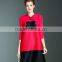Retro pleat Chinoiserie printed ladies large size dress with two buttons