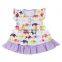 Latest Designs Children's Boutique Clothing Print Baby Pearl Dress Set Girls Ruffle Outfits