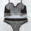2017 High quality latest design ladies leopard corset shaper underwear with thong set