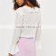 2017 OEM hot sale long sleeve white chiffon shirts for ladies