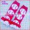 Red kint sports socks for children ruffles satin knee high baby leg warmer football