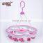 plastic hanger with 12 cartoon clips,tiny clothes hanger for socks
