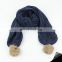 Fashion winter child knitted scarf rabbit fur pom pom crochet scarf