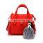 Fashion leather keychain raccoon fur bag charm accessory with tassel