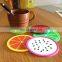 soft surface 9cm diameter fruit design soft pvc coaster for promotional gift