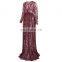 Kate Kasin Maternity Sexy Deep V-Neck Long Sleeve See-Through Wine Lace Maxi Long Maternity Dress KK001082-3