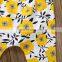 Three-pieces floral pattern romper matching headband girls suit wholesale price