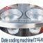 Double hopper rotary pasty/liquid filling and roil film sealing-cup machine with date coding  function
