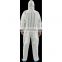 Professional Microporous Coverall White Waterproof Safety Suit With Two Way Zipper Type 5/6