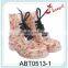 Floral woman lace up martin boots PVC low heel ankle rain boots