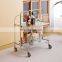 new design mobile fashionable loading stainless steel waiter trolley foldable coffee side mirror glass tea bar trolley cart