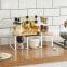Cabinet Shelf Organizers, Set of 2 Kitchen Counter Shelves, Stackable, Expandable, Metal and Bamboo