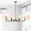 Modern Industrial Style Leaf shape oval fabric shade Chandelier Light Fixture For Living Dining Room Kitchen Island Foyer Lobby