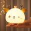 Deer LED Night Light Touch Sensor Remote Control Colorful Silicone USB Rechargeable Bedroom Bedside Lamp for Children Baby Gift