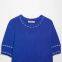 Summer new versatile women's clothing with contrasting color stitching and round neck short sleeved knitted top