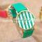 2016 Striped dial quartz watch with leather strap for woman