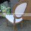 Wooden antique white fabric oval back wedding event chair for sale
