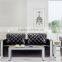 High Density Foam chrome metal black Leather office sofa set HX-S3014