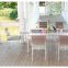elegant aluminum brushed dining wood arm chair, stacking outdoor plastic chair
