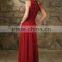 Latest dress designs for bridesmaid Halter top Real sample Red chiffon bridesmaid dress pattens 2015 ( BDAL-5012)