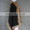 Classical women wool pashmina shawl scarf with raccoon fur trim