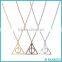 Deathly Hallows Charms Pendant Necklaces Triangle 925 Sterling Silver Long Chain Necklace For Men and Women Jewelry