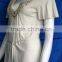 Hand made beads V neck white model simple blouse