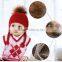 New Style Winter Warm Crochet Wool Baby Beanie Hat With Raccoon Fur Pom Poms Ball/Earflaps