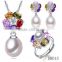 selling 925 sterling silver jewelry fashon 100% real natural pearl jewelry gift set for women 3 color