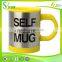 Metal self stirring mug with handle stainless steel coffee mugs