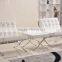 Mid Century Modern Classic Barcelona Style Replica Lounge Chair&Ottoman With PU or White Leather and Stainless Steel Frame