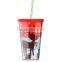 cheap factory audit 16oz plastic straw cup for christmas sale