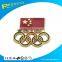 promotional five- interlocked rings shaped badge in hot sale