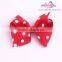 white polka dots red grosgrain ribbon hair bows
