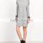 2017 Fashion Women Vintage Woven Tape And Fringe Detail Loose Dress Casual Long sleeve Heather Grey Dresses