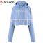 oem service custom 100% cotton fleece women short hoodies